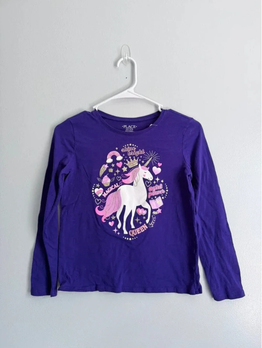 Children’s Place Purple Unicorn Long Sleeve Tee Girls 10/12